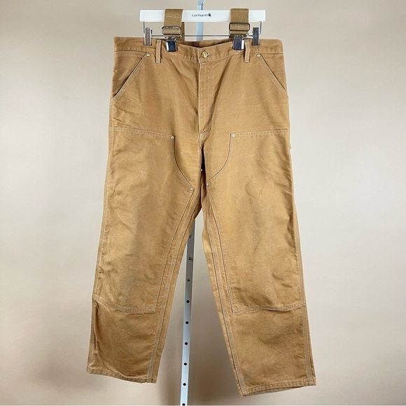 VINTAGE Carhartt 40 x 30 Workwear Carhartt Brown Pants & Suspenders - Picture 1 of 11